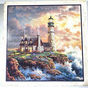 Lighthouse Coasters Set Of 3 Ceramic Cork Backing beachcore ocean nautical